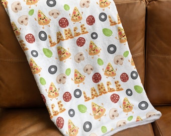 Personalized Pizza Blanket, Custom Kids Throw, Funny Blanket, Velveteen Plush, Baby Shower Gift, Birthday Gift for Kid, Children Room Decor