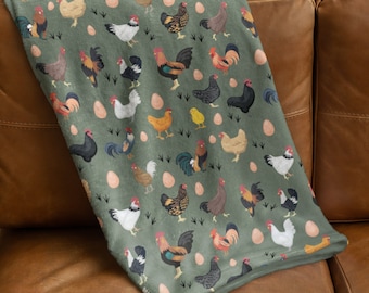 Manta de pollo, lanzamiento de felpa de terciopelo de gallo, regalo de amante del pollo, regalo de granjero, manta divertida, regalo para compañeros de trabajo, decoración de la casa de la granja