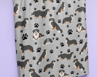 Bernese Mountain Dog Blanket, Berner Dog Mom Gift, Velveteen Plush, Sherpa Fleece, Couch Throw, Pet Bedding, Home Decor, Hostess Gift