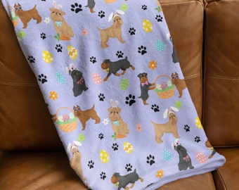 Brussels Griffon Easter Bunny Blanket, Spring Home Decor, Dog Mom Gift, Pet Bedding, Couch Throw, Baby Toddler Easter Basket Ideas