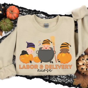 Halloween Labor Delivery Nurse Sweatshirt, Fall Nurse Sweatshirt, Halloween Nurse Gift, Baby Nurse, Nursing Team Shirts, Matching Nurse Tee