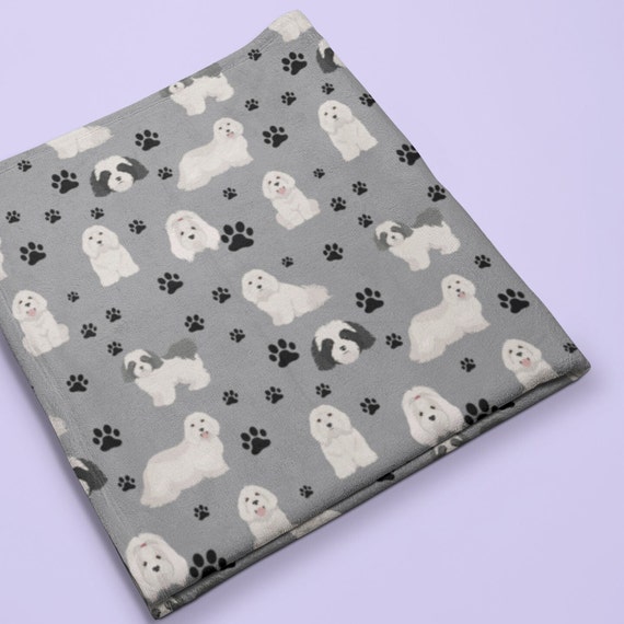 Coton De Tulear Blanket, Dog Mom Gift, Pet Bedding, Velveteen Plush, Sherpa Fleece, Couch Throw, Home Decor, Hostess Housewarming Gift
