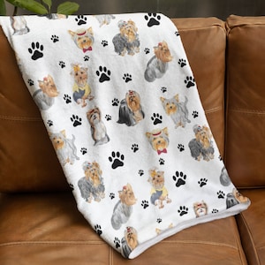 Couverture Yorkie Yorkshire Terrier, cadeau pour maman chien, peluche veloutée, polaire sherpa, jeté de canapé, literie pour animal de compagnie, décoration d'intérieur, cadeau de fête des mères