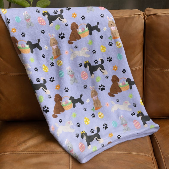 Poodle Easter Blanket, Spring Home Decor, Dog Mom Gift, Couch Throw, Housewarming Hostess Gift, Pet Bedding, Easter Basket Gift Ideas
