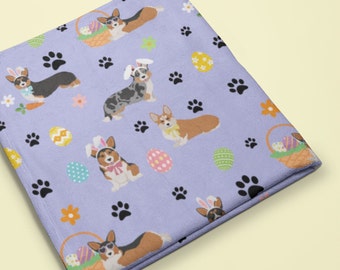 Corgi Easter Bunny Blanket, Spring Home Decor, Dog Mom Gift, Couch Throw, Pet Bedding, Baby Toddler Kids Blanket, Easter Basket Gift