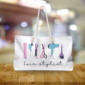 Hair Stylist Weekender Bag, Gift for Hair Salon Owner, Tote, Travel, Work Bag for Cosmetologist, Cosmetology School Bag, Large Bag