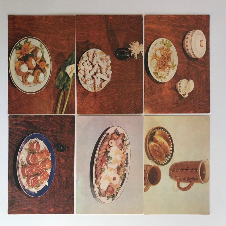 Set postcards food Vintage food recipe cards Vintage set postcard