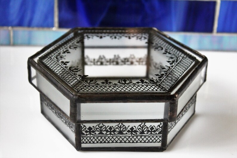 Gothic Jewelry Box Black Victorian Glass Box Unique Black Etsy