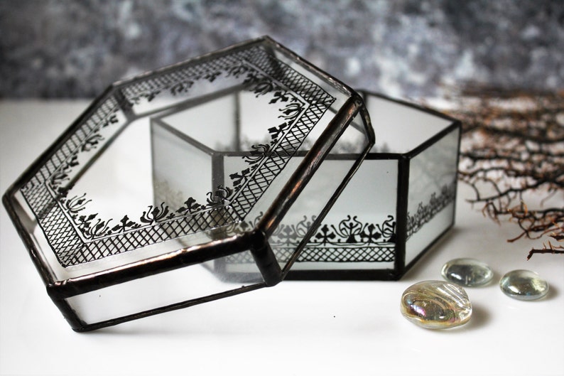 Gothic Jewelry Box Black Victorian Glass Box Unique Black Etsy