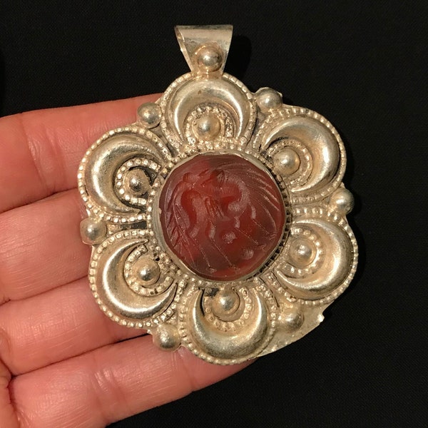 Pendant- Tribal  Jewelry Necklace-Ethnic Middle Eastern-Turkman Pendant Nomad jewelery,Carnelian Necklace.....