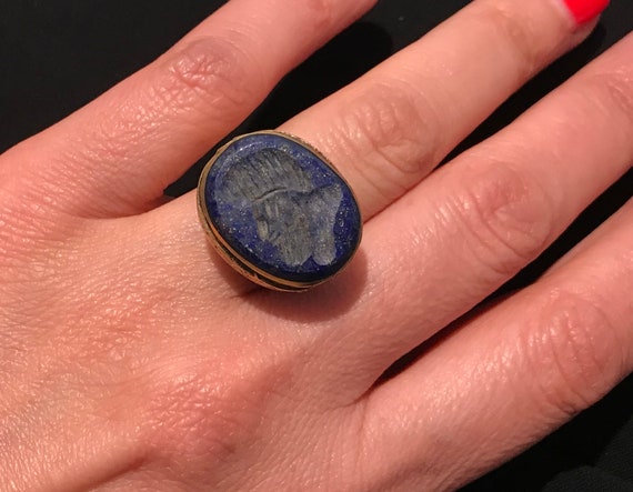 Size 7 Vintage Lapis Ring  , Turkmen Lapis Lazuli… - image 5