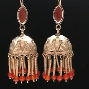 Handcrafted Carnelian Tassel Earrings: Ethnic Tribal Jewelry