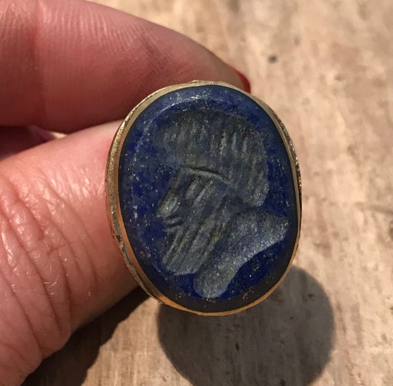 Size 7 Vintage Lapis Ring  , Turkmen Lapis Lazuli… - image 2