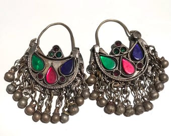 Vintage Kuchi Tribal Hoops: Afghan Metal Earrings