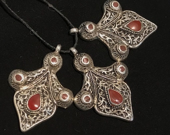 Turkman Carnelian Pendant Necklace: Afghan Tribal Jewelry
