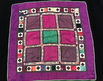 Antike Textilien, Patchwork-Wanddekor, Handarbeits-Tischdecke Bunter Wandteppich, afghanischer Quilt