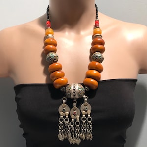 Tribal Necklace , Ethnic Coin Necklace, Vintage Berber Necklace, Tribal Jewelry, Tuareg Tribal Necklace, Berber Necklace Nomads Jewelry
