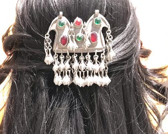 Pinza para el cabello estilo vintage - Pinza para el cabello - Joyería para el cabello - Joyería nómada - Accesorio boho - Tocado Kuchi - Pinza para la cabeza estilo Billy Dance..
