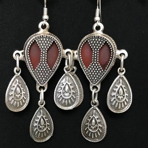 Handmade Tribal Dangle Earrings: Kazakh Style, Middle Eastern Jewelry
