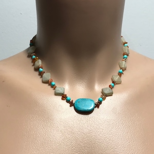Vintage Lapis Lazuli Necklace: Tribal Jade Bead Necklace (16.5&quot; Long)