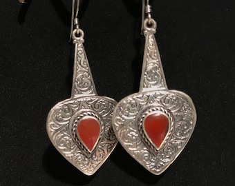 Tribal Earring-Carnelian Earring-Carnelian Stone Earring-Handmade Earring-Vintage Style Earring