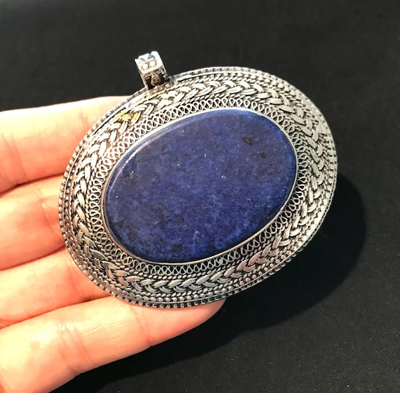 Lapis Pendant Kuchi Jewelry Lapis Lazuli Necklace Afghanistan Lapis Lazuli Ethnic Middle Eastern turkman Pendant Nomad Jewelry Etsy UK