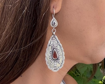 Tribal Earring-Carnelian Earring-Carnelian Stone Earring-Handmade Earring-