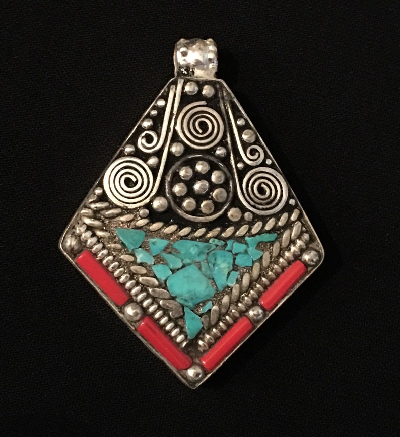 Tribal Jewelry Turquoise Pendant Tribal Pendant Nepal Vintage Necklace..... Handmade Pendant