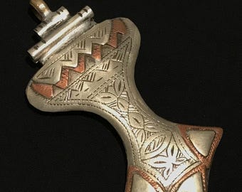 Handmade Berber Brass Pendant: Moroccan Tribal Jewelry