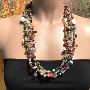 Vintage Berber Necklace: Handmade Glass Beads, Moroccan Tribal Jewelry