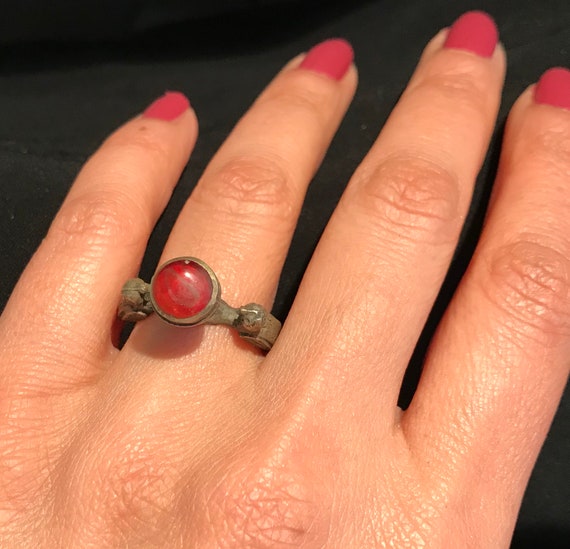 Size 7.5 - Carnelian Ring   Ethnic Afghan Ring-Da… - image 3