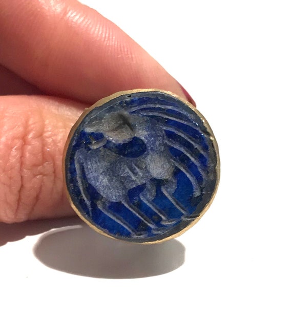 Size 8 Vintage Lapis Ring , Turkmen Lapis Lazuli … - image 2