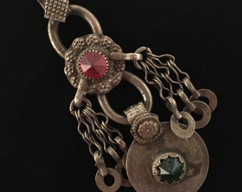 Antique Coins Pendant: Silver Tone Collectors Jewelry (8.5cm x 3.5cm)