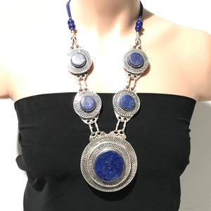 Lapis Lazuli Necklace handmade Necklace 100% natural Lapis Lazuli- Afghanistan Lapis Necklace-Middle Eastern Necklace-Vintage.