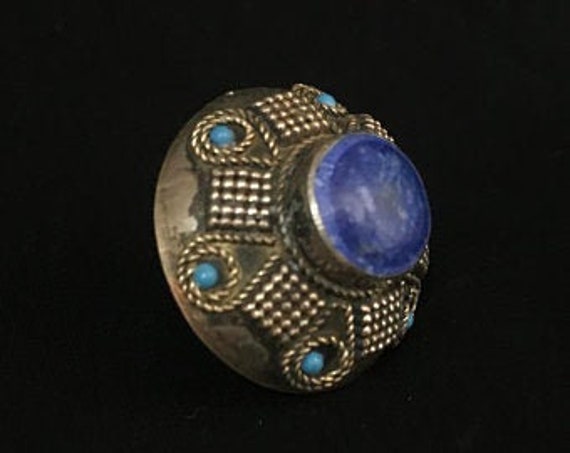 Size 8  Lapis Ring- Afghan Tribal lapis lazuli Ri… - image 3