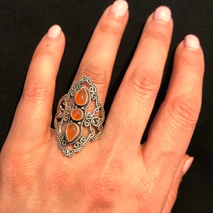 Carnelian Ring ,Size 8 Sterling Silver Ring , Natural Gemstone , Carnelian Ring , Boho Ring , Energizing Gemstone