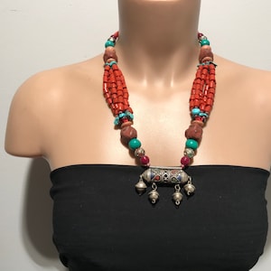 Tribal Necklace, Tribal Jewelry Amulet Necklace , Nomadic jewelry,Middle Eastern Spiritual Necklace,Protection Pendant..