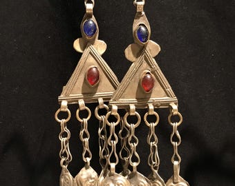 Uzbek Earrings Antique Tribal Earrings - Afghan Handmade Metal Earrings