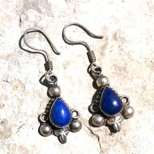Lapis Earrings  - Vintage Lapis Earrings - Lapis Lazuli Earrings - Gemstone Earrings  - September Birthstone - Handmade Earring