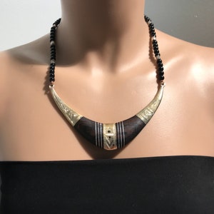 Ebony Wood Necklace, Tuareg Necklace, Moroccan Berber Necklace, Tribal Jewelry , Berber Necklace , Vintage Twareg Berber Tribal Jewelry,