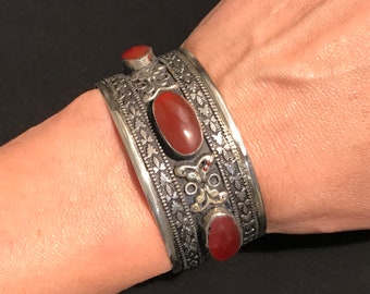 Tribal Bracelet, Tribal Jewelry Cuff-Kochi Jewelry,Kuchi Cuff,Old Vintage Style Cuff,Ethnic jewelery,Carnelian .