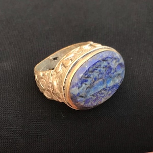 Size 7 Vintage Lapis Ring  , Turkmen Lapis Lazuli Ring-Afghani Ring-Vintage Ring-Exotic collectible-statement Ring-Nomadic Ring