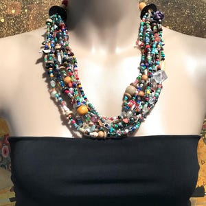 Vintage Berber Necklace: Handmade Glass Beads, Moroccan Tribal Jewelry