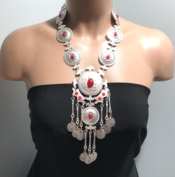 Handmade Boho  Statement Necklace, Middle Eastern… - image 1