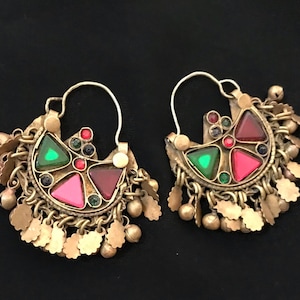 Kuchi Tribe Vintage Hoop Earrings: Afghan Tribal Jewelry
