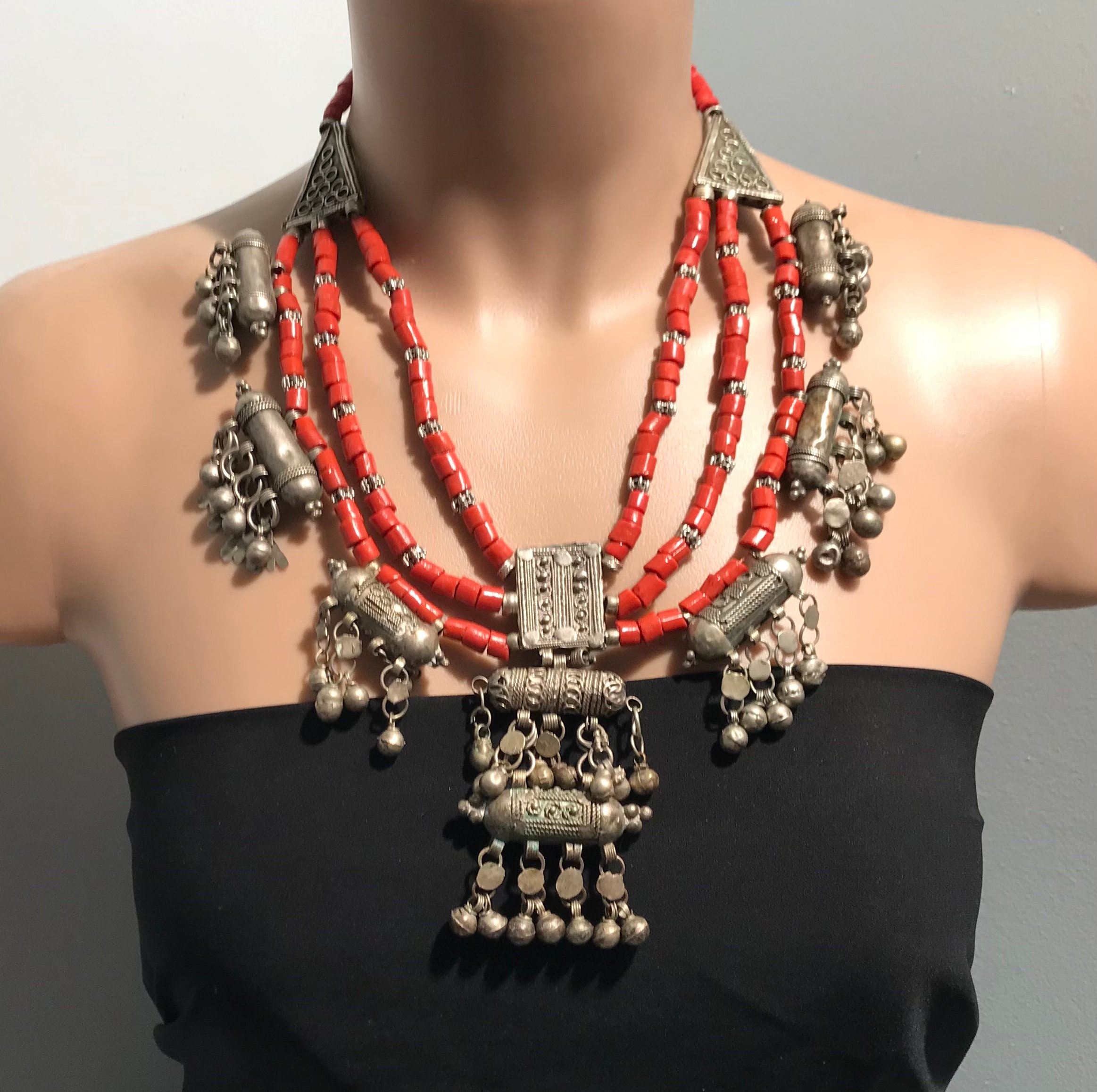 Antique Yemenis Necklace Old Necklace Antique Necklace Middle Eastern Necklace Berber Tribal Jewelry Tribal Necklace Yemeni Jewelry