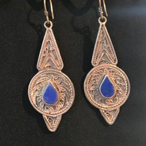 Lapis Earrings  - Vintage Lapis Earrings - Lapis Lazuli Earrings - Gemstone Earrings  - September Birthstone - Handmade Earring