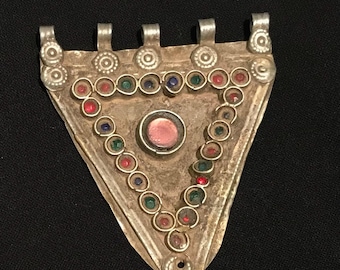 Vintage Kuchi-stamhanger: Afghaanse bohoketting van metaal en glas