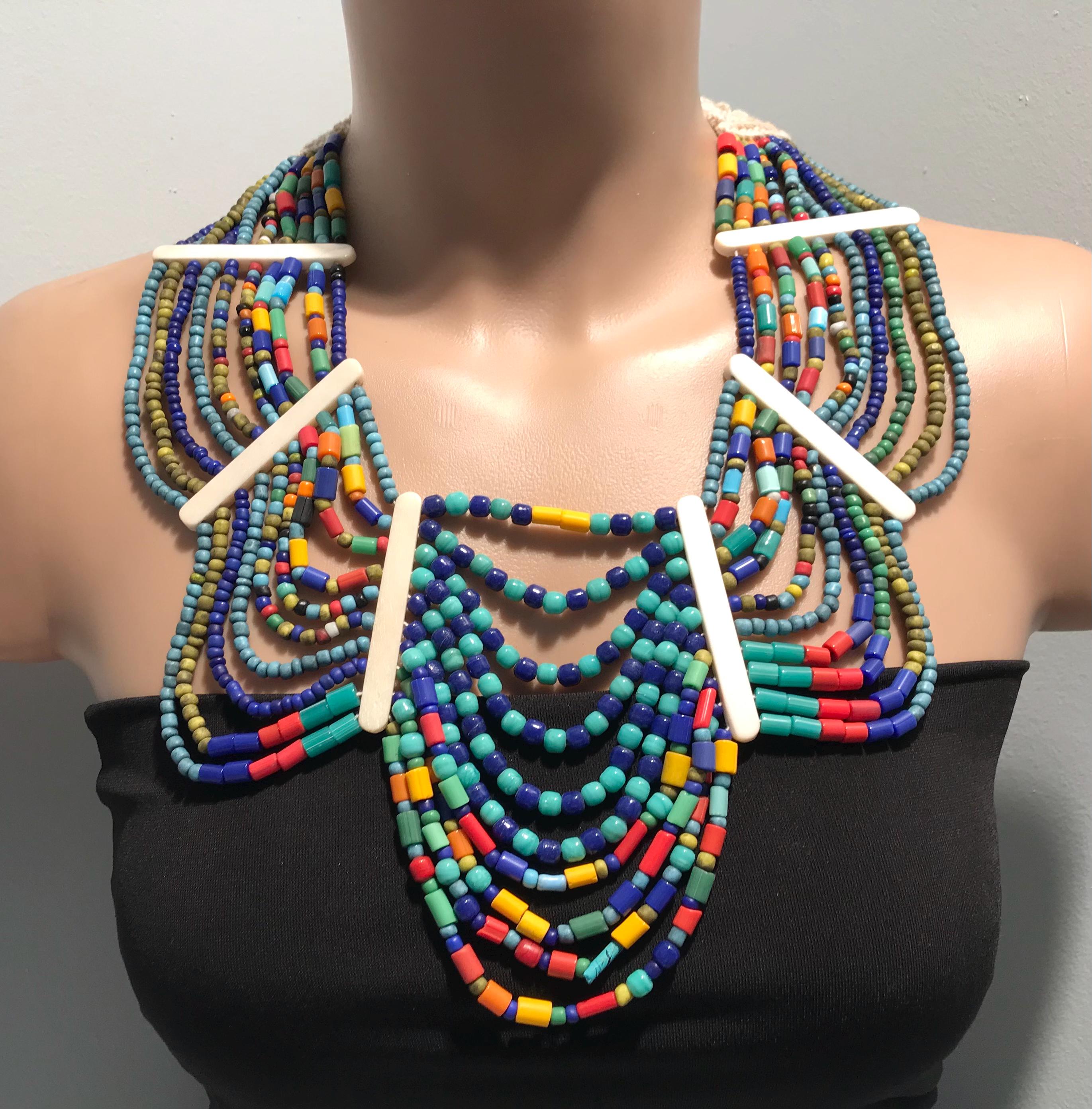 Collier Ethnique Africain Perles Terre Cuite Et Céramique - Burkina Faso - Neuf Avec étiquettes