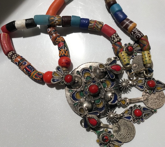 Moroccan Necklace, Berber Necklace, Moroccan Enam… - image 5